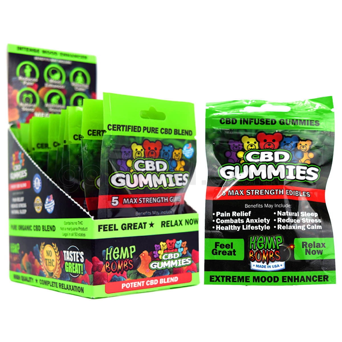 Hemp Bombs CBD Gummies 5ct 75mg 12PC/BX - Hemp Bombs Cbd | MWI