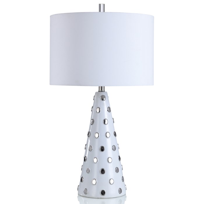 Picture of HAPPY WHITE & SILVER CERAMIC TABLE LAMP