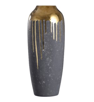 Marloe Gold | 19In Ceramic Vase In Charcoal & Reflective Gold