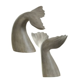Set of 2 gray whale tail book ends finished in melville