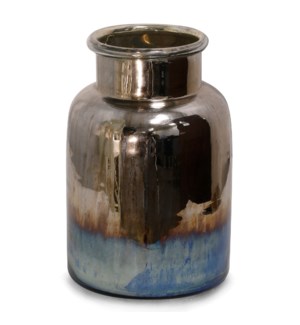 TRI COLOR MERCURY | 8in w. X 12in ht. X 8in d. | Glass Lantern Jar Table Top Accessory | Made in Ind