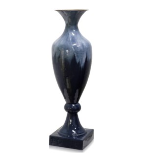 FIZI ENAMEL | 27in ht X 8in w X 8in d | Blue & White Mixed Hand Painted Vase