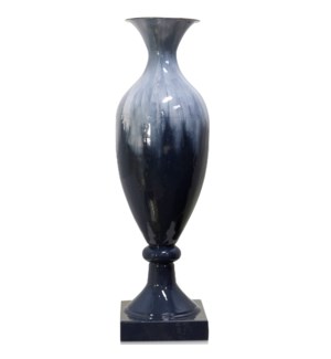 FIZI ENAMEL | 34in ht X 10in w X 10in d | Blue & White Mixed Hand Painted Vase