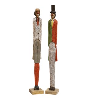 JOKERS | 38in & 36in | Set of two natural wood painted staues | Made in India