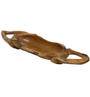 CANO BOWL | 28in x 8in | Rustic Natural Teak Wood | Made in India