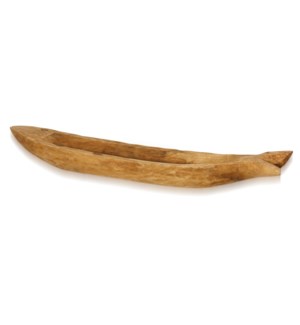 FISH VESSEL | 23in w X 5in d X 2in ht | Natural Carved Wood Fish Fin Design Accessory Tray