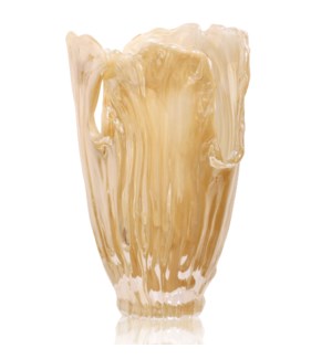 PALMA BIG VASE | 16in X 13in | Elegant Iridescent Peach Italian Glass Vase | Made in Italy