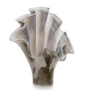 PAVONE VASE | 15in w X 18in ht X 15in d | Murano Glass Vase Ombra Gray