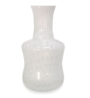 BARRELL VASE | 12in w X 24in ht X 12in d | White on White Swirl Murano Glass Vase