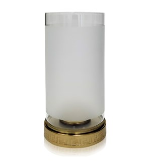 DANN FOLEY LIFESTYLE | Medium Hurricane Steel and Glass Candle Holder  | 6in w. X 13in ht. X 6in d.