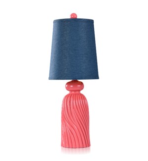 DANN FOLEY LIFESTYLE | Sugar Coral Table Lamp with Navy Blue Lamp Shade | 60 Watts | 10in w. X 26in