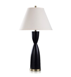 DANN FOLEY LIFESTYLE | Satin Black Table Lamp with White Shade | 150 Watts | 19in w. X 36in ht. X 19