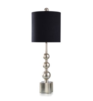 DANN FOLEY LIFESTYLE | 20th Century Silver Table Lamp with Black Shade | 150 Watts | 13in w. X 35in