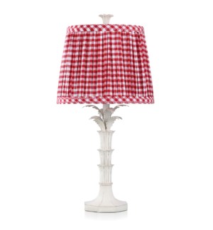 DANN FOLEY LIFESTYLE | White Palm Table Lamp with Red Gingham Shade | 100 Watts | 14in w. X 28in ht.