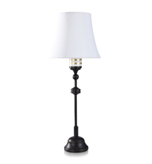 DANN FOLEY LIFESTYLE | Smooth Textured Bronze Black Metal Table Lamp with White Shade | 60 Watts | 1