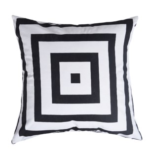 DANN FOLEY LIFESTYLE | Down Feather Pillow with Black and White Square Printed Cotton Canvas  | 24in