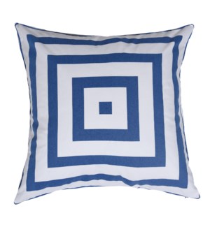DANN FOLEY LIFESTYLE | Down Feather Pillow with Blue and White Square Printed Cotton Canvas  | 24in