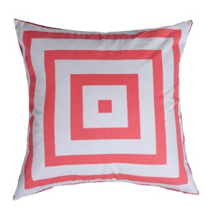 DANN FOLEY LIFESTYLE  | Down Feather Pillow with Red and White Square Printed Cotton Canvas | 24in h