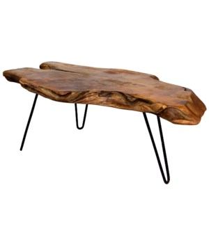 Badang carving natural teak coffee table with clear lacquer finish