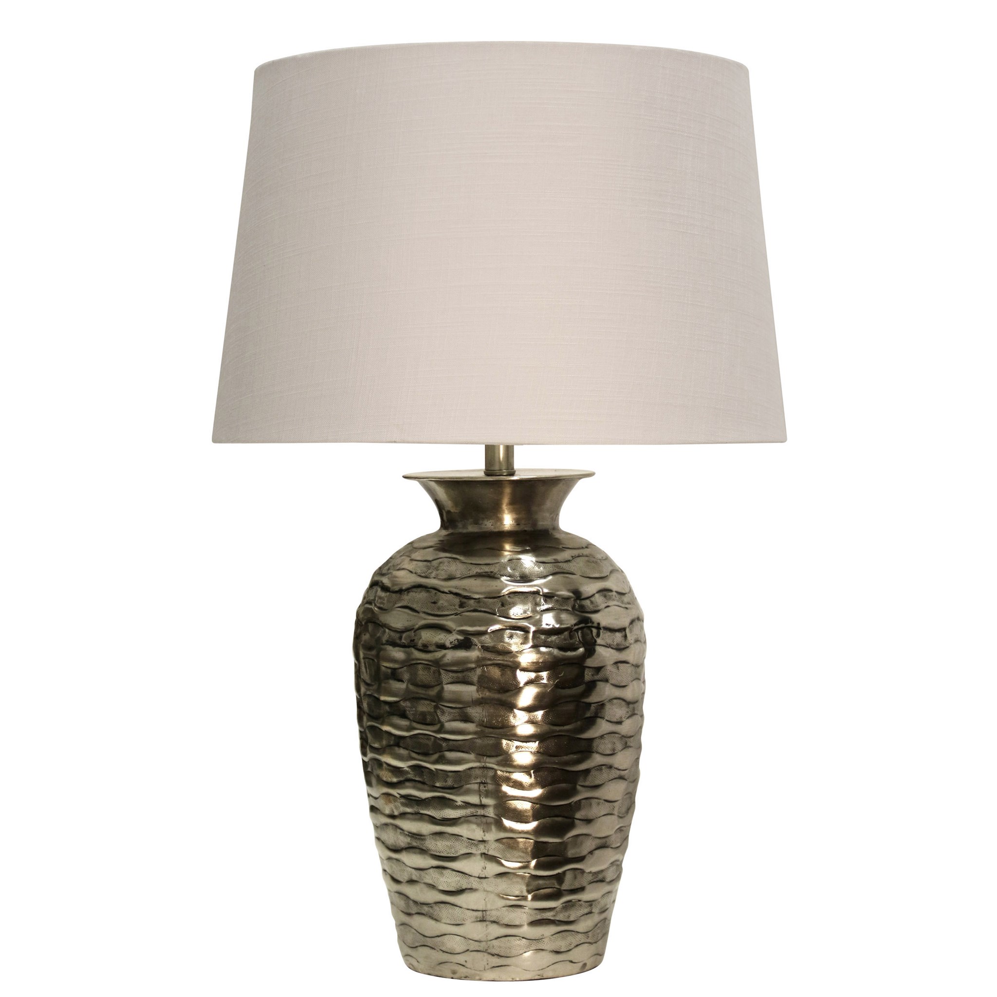 Hammered Design in Aged Silver Metal Base Table Lamp ...