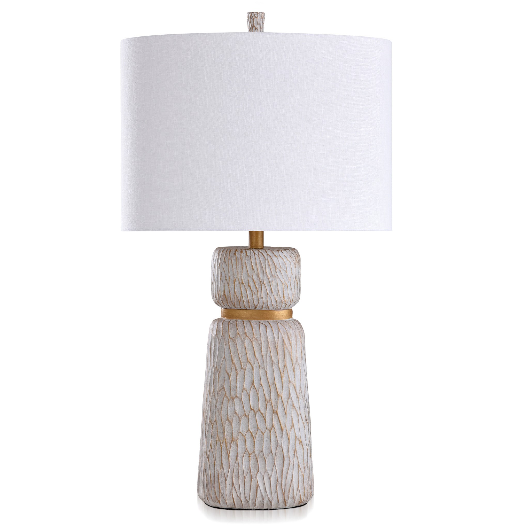 ROANOKE & DUNBROOK Casual Table Lamp finished in Ivory & Gold Made in Cambodia 18in w X