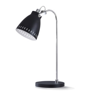 METTON SILVER DESK LAMP | 22in ht. | Adjustable Metal Accent Desk Lamp with Matte Black Metal Shade