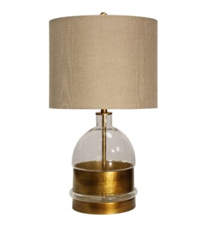 Mid-Field Glass Body Table Lamp Wrapped & Accented in Old Gold with Hardback Shade