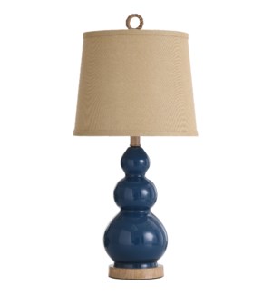 BLUE GLASS/STEEL TABLE LAMP