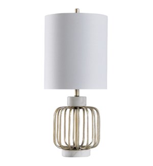 Westray Silver | 30in Chic Stone & Metal Transitional Table Lamp | 150 Watts | 3-Way