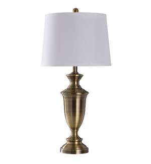 ANTIQUE BRASS | Steel Table Lamp with White Shade | 100 Watts | 14in w. X 29in ht. X 14in d.