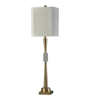 Antique Brass | Traditional | Steel and Crystal Table Lamp | 100W | 3-Way | Cut Corner Shade