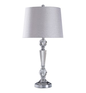 CRYSTAL CHROME | Transitional Crystal Glass and Metal Accent Table Lamp | 100 Watts | 14in w. X 28in