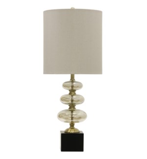 Lumina Champagne | Transitional Glass and Steel Table Lamp | 150W | 3-Way | Hardback Shade