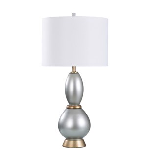 Nabanil Gold | Soft Gray Green Glass Base Transitional Table Lamp with Textured Designer Shade | 150