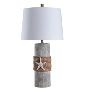 Seamount | Traditional Coastal Rope Wrapped Pier Post with Starfish Motif Table Lamp | 150 Watts | 3