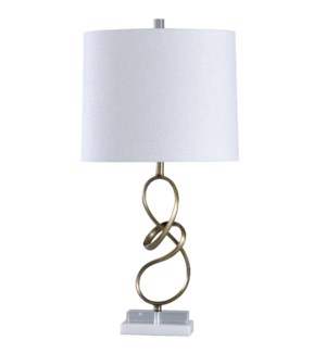 Rosa Gold | Golden Metal Ribbon Gymnast Contemporary Design Table Lamp Body with Crystal Glass and M