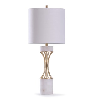 Abyaz Gold | 34in Elegant Gold Metal and White Marble Table Lamp | 150W | 3-Way
