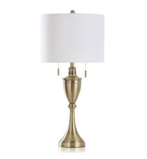 ANTIQUE BRASS | Traditional Metal Body Table Lamp with Twin Pull Chain Switches | 15in w X 32in ht X