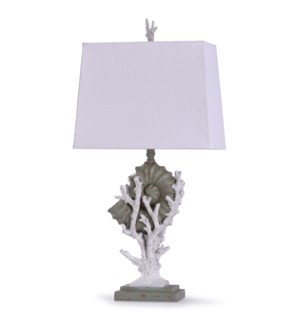 Tenpoint Sky | 34in Coastal Seashell Table Lamp with Rectangle Shade | 100W | 3-Way