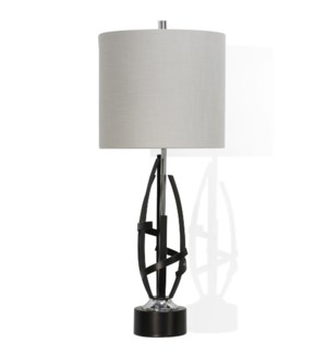 Drayton | 35in Sculptural Metal Modern Table Lamp with Chrome Accents | 150W | 3-Way