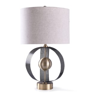 Havant Gold | 29in Contemporary Sculptural Gold Metal Ball Table Lamp with Perforated Metal Arches |