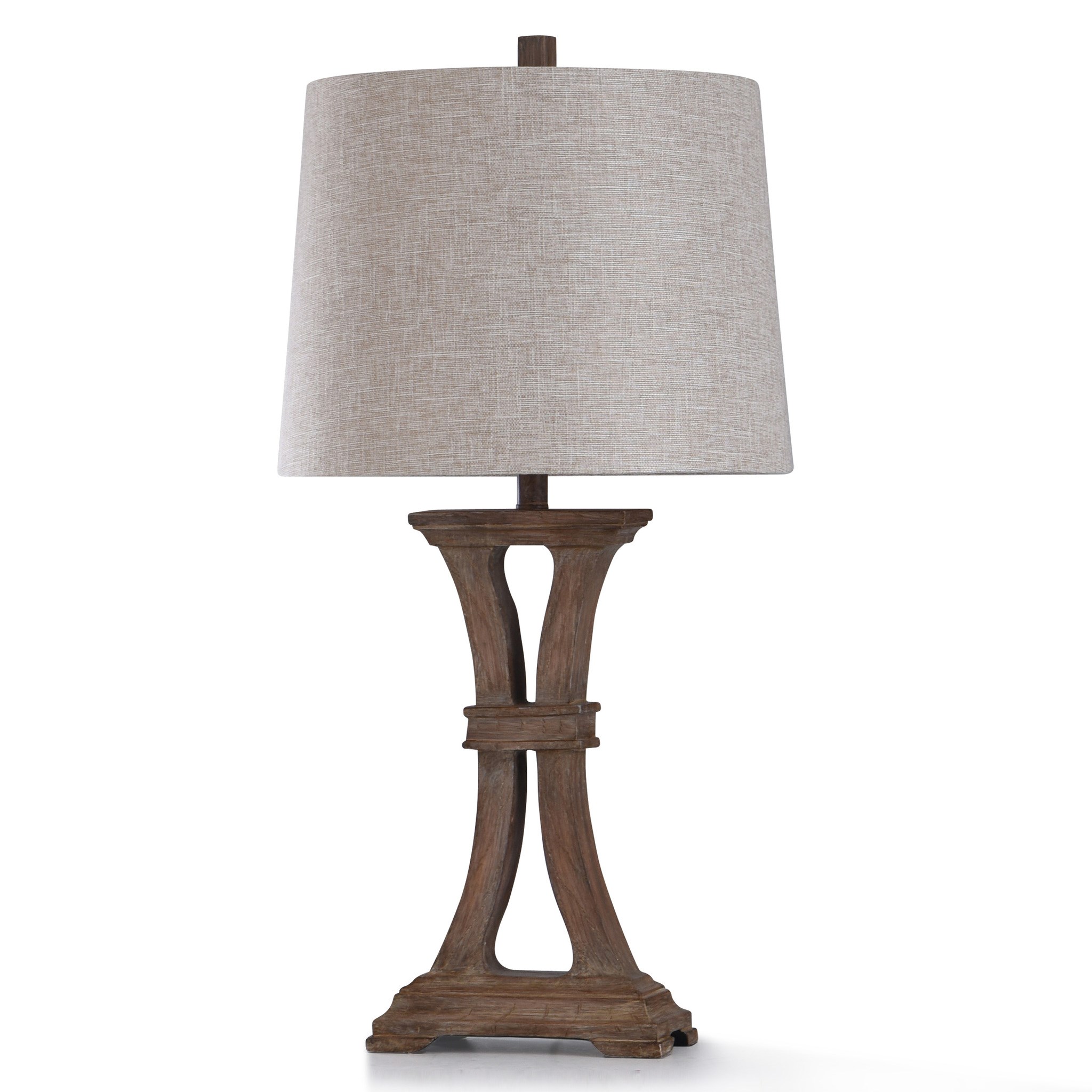 ROANOKE TABLE LAMP 17in w. X 33in ht. Traditional Painted Old Wood Style Banded Post Table