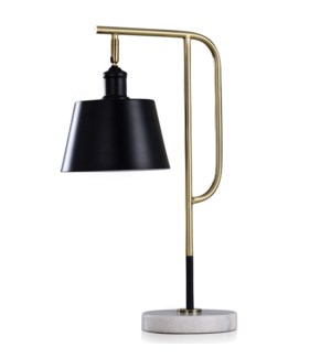 CANELLA GOLD | Contemporary Steel & Marble Base Desk Lamp with Adjustable Position Shade | 8in w X 2