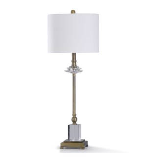 MATLOCK TABLE LAMP | 13in w. X 33in ht. | Traditional Old Brass Metal Structure Buffet Table Lamp wi
