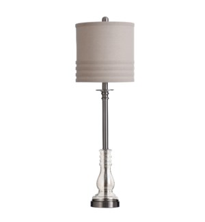 A Classic Look - This Buffet Lamp Done In Steel With Linen Shade Will Bring Classic Elagance To Most