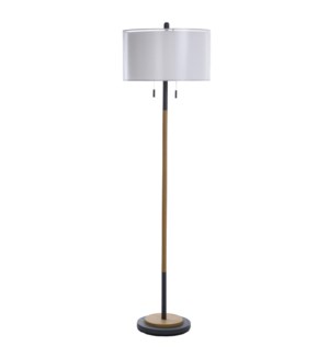 Lari Grey | 60in Sleek Instrustrial Metal Floor Lamp with Twin Pull Chain and Round Step Base | 60W