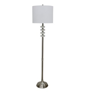 Crystal | 66in Classic Brushed Steel and Ornate Crystal Floor Lamp | 150W | Floor Switch