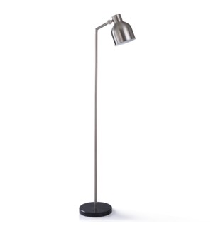 IRBY SILVER FLOOR LAMP | 62in ht. | Transitional Adjustable Head Brushed Steel Task Floor Lamp with