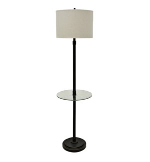 Madison Bronze Finish Steel Table Floor Lamp With Fabric Drum Shade