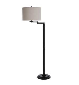 Madison Bronze Floor Lamp With Swing Arm and Fabric Drum Shade